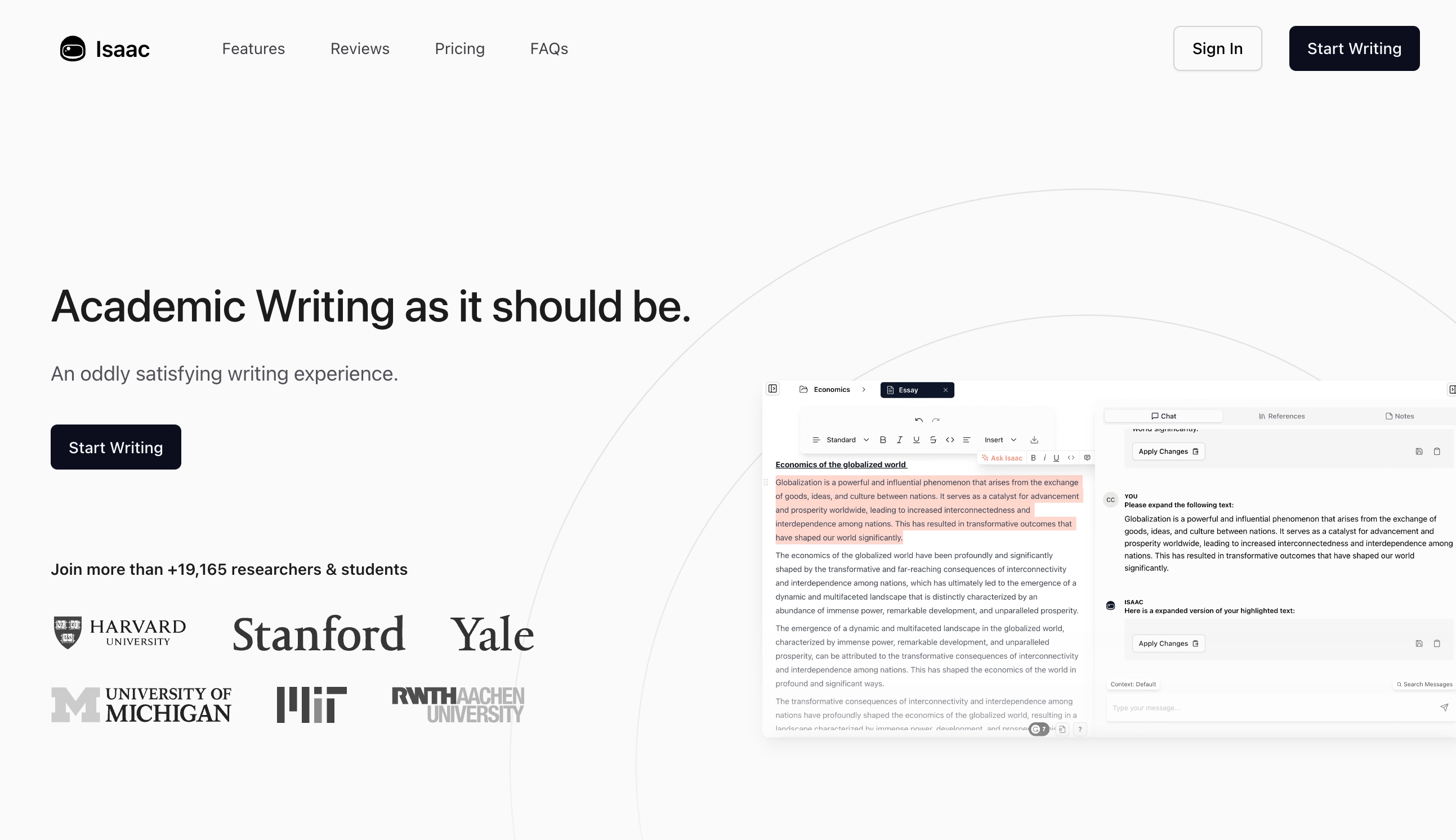 AI for thesis writing - Isaac Editor